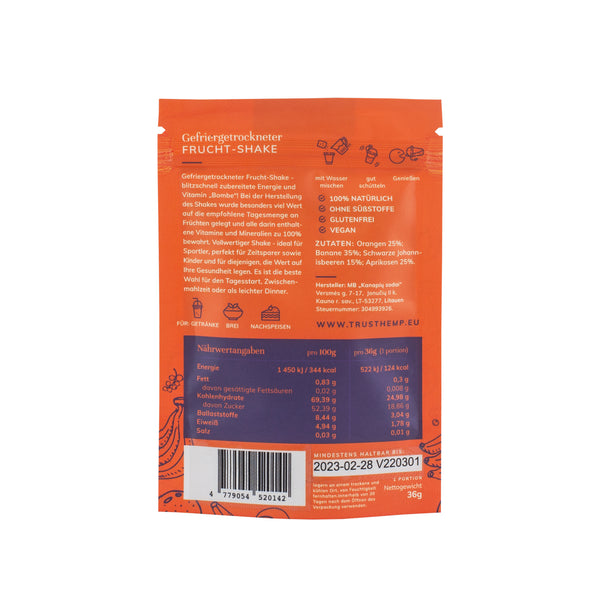 Gefriergetrockneter Orangen-Beeren-Cocktail „Virtu“